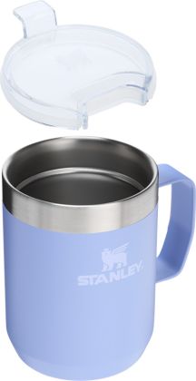 Preview: geöffneter Deckel des Stay-Hot Camp Mug hortensie