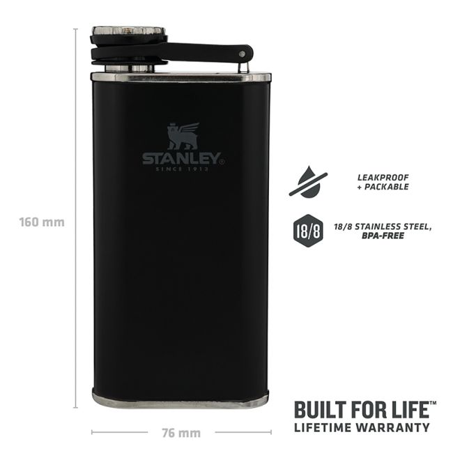 Stanley Classic Taschenflasche 236 ml, schwarz - 2. Wahl (Fehlgravur)