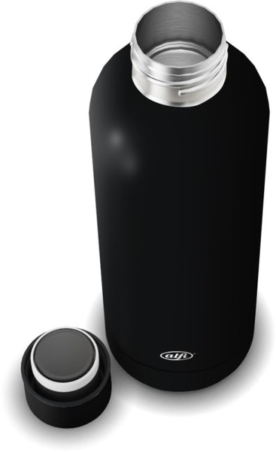 Ansicht schräg oben geöffnete Flasche