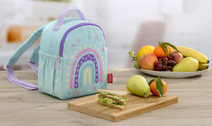 Thermos Kinderrucksack Regenbogen türkis